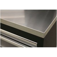 Sealey stainless steel worktop, 1360mm, with sleek silver finish and smooth edges, part of modular system.