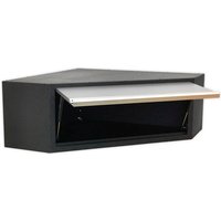 Black Sealey modular corner wall cabinet with a triangular shape and a white pull-down door.