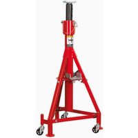 Red Sealey 5-tonne vehicle support stand with adjustable height, tripod base, and caster wheels.