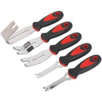 Sealey RT006 tool set with five metal clip removers, black and red ergonomic handles.