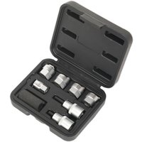 Sealey SX0331 Strut Nut Set 8pc in black case, includes silver hexagonal sockets and adaptors.