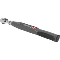 Gray Sealey digital torque wrench with black grip, LCD display, and 3/8" square drive, measuring 2-24Nm.