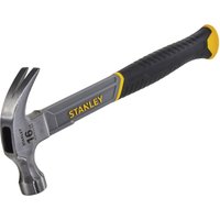 Stanley 450g fibreglass claw hammer with black and yellow handle, silver head, and curved claw.