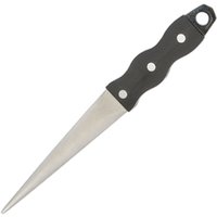 Black-handled 6" diamond tapered file with silver blade and three rivets.