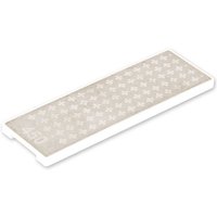 White rectangular finishing stone with textured surface and small diamond pattern.
