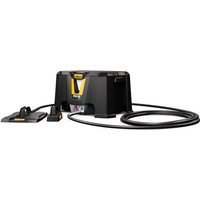 Black Wagner SteamForce Speed Pro wallpaper steamer with yellow accents, hose, and rectangular steam plate.