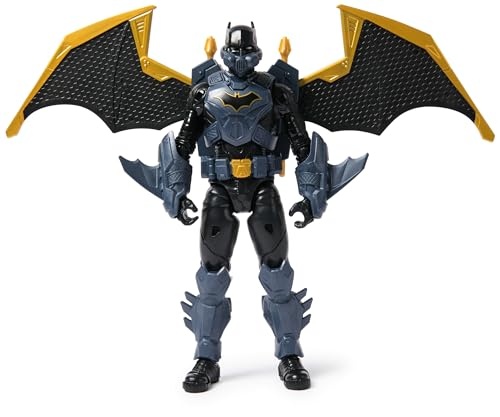 12-inch Batman figure from DC Comics, featuring a dark blue and black suit, gold accents, and large bat-like wings, made of plastic with articulated joints.