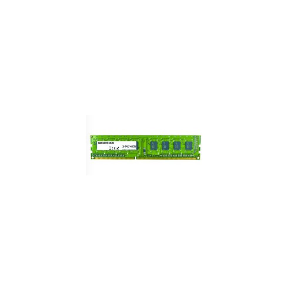 Green 2-Power 2GB DDR3 1333MHz DR DIMM memory module featuring four memory chips and a white label with specifications.