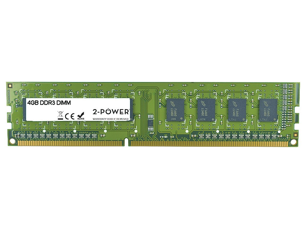 Green circuit board with four memory chips, labeled "2-Power 4GB DDR3 DIMM 1333MHz," featuring gold connectors at the bottom for installation in computers.