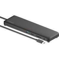 Black 2-Power DOC0118A laptop dock with multiple ports and USB-C cable attached