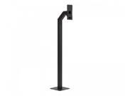 Black metal intercom system accessory with a sleek, modern design, featuring a vertical stand and a mounting bracket for secure installation.