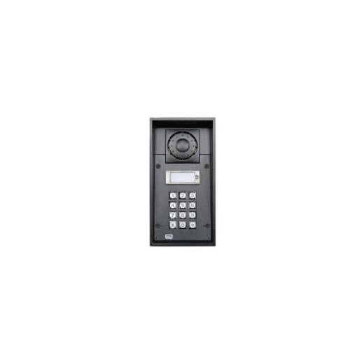 Black 2N 9151101KW audio intercom system featuring a speaker, numeric keypad, and a display screen, designed for secure communication and access control.