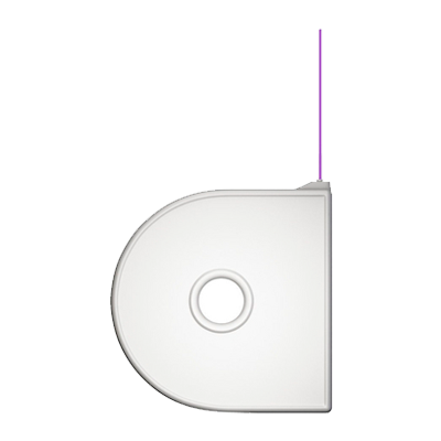 Violet 3D cartridge for 3D Systems Cube, featuring a rounded edge and a central hole, made from durable PLA material, designed for 3D printing applications.