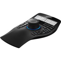 Black 3Dconnexion SpaceMouse Enterprise with ergonomic design, LCD screen, and multiple programmable buttons.