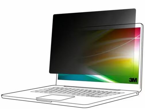 Frameless black privacy filter designed for 15.6-inch laptops, showcasing a sleek design that reduces screen glare and protects sensitive information.