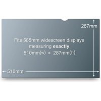 3M Privacy Filter for Desktops, rectangular, fits 585mm widescreen, dimensions 510mm x 287mm, gray tint.