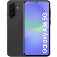 Samsung Galaxy A36 5G in Awesome Black, 6.5-inch display, triple rear cameras, 6/128GB storage.