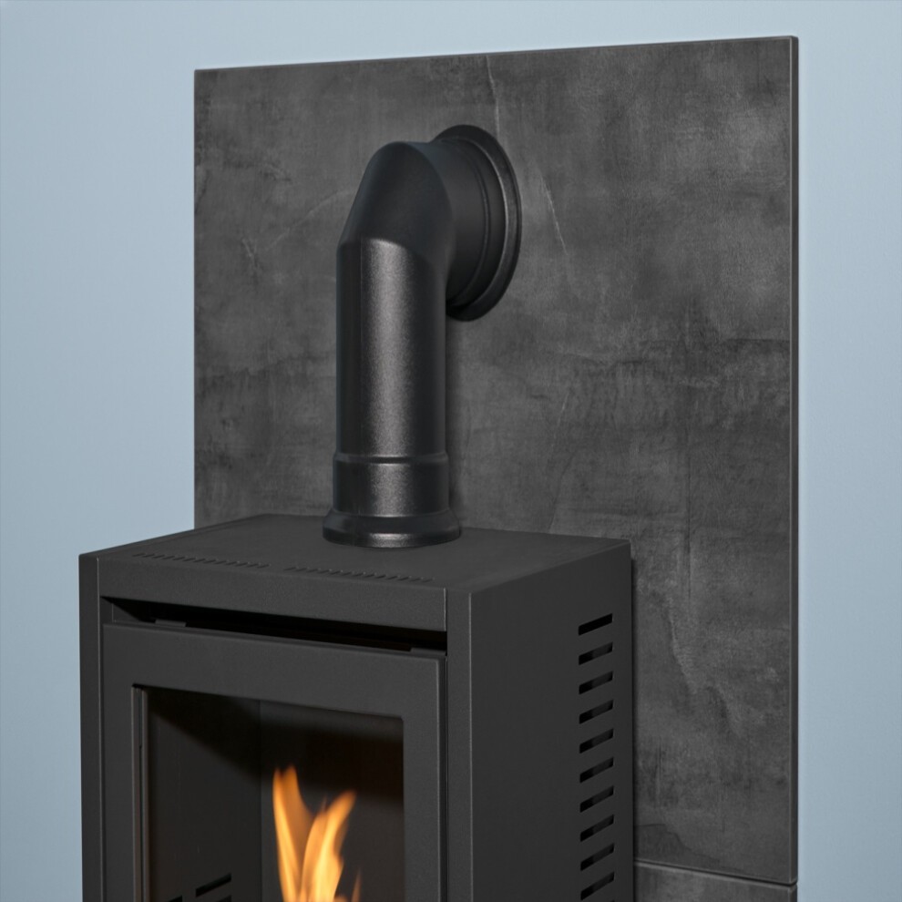 Acantha Slate Venetian Plaster Effect Tile and Hearth Set with OKO S1 Stove Log Store - image 2