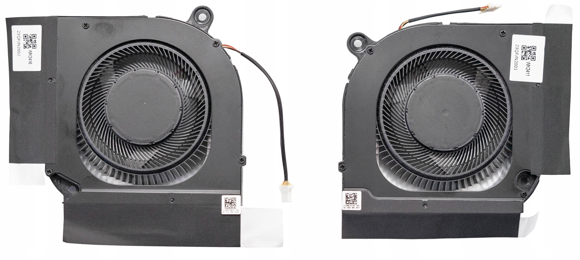 Acer 23.QFJN2.002 laptop spare part fan featuring a black plastic casing, circular fan blades, and a connector wire for installation.