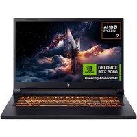Acer ANV17-41 laptop with R7-260, 16GB RAM, 1TB storage, black chassis, backlit keyboard, and vivid display showing space scene.