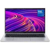 Silver Acer Aspire Go 15 laptop with 15.6" screen, Intel Core i5, black keyboard, vibrant display graphics.