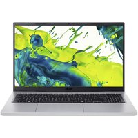 Silver Acer Aspire Go 15 laptop with 15.6" display, black keyboard, and vibrant abstract screen design.
