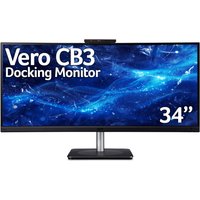 Black Acer CB3 Vero 34" UltraWide Quad HD LED monitor with slim bezels and sleek stand.