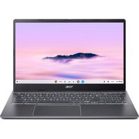 Grey Acer Chromebook Plus 515 with 15.6" Full HD display, slim bezels, and backlit keyboard on a sleek design.