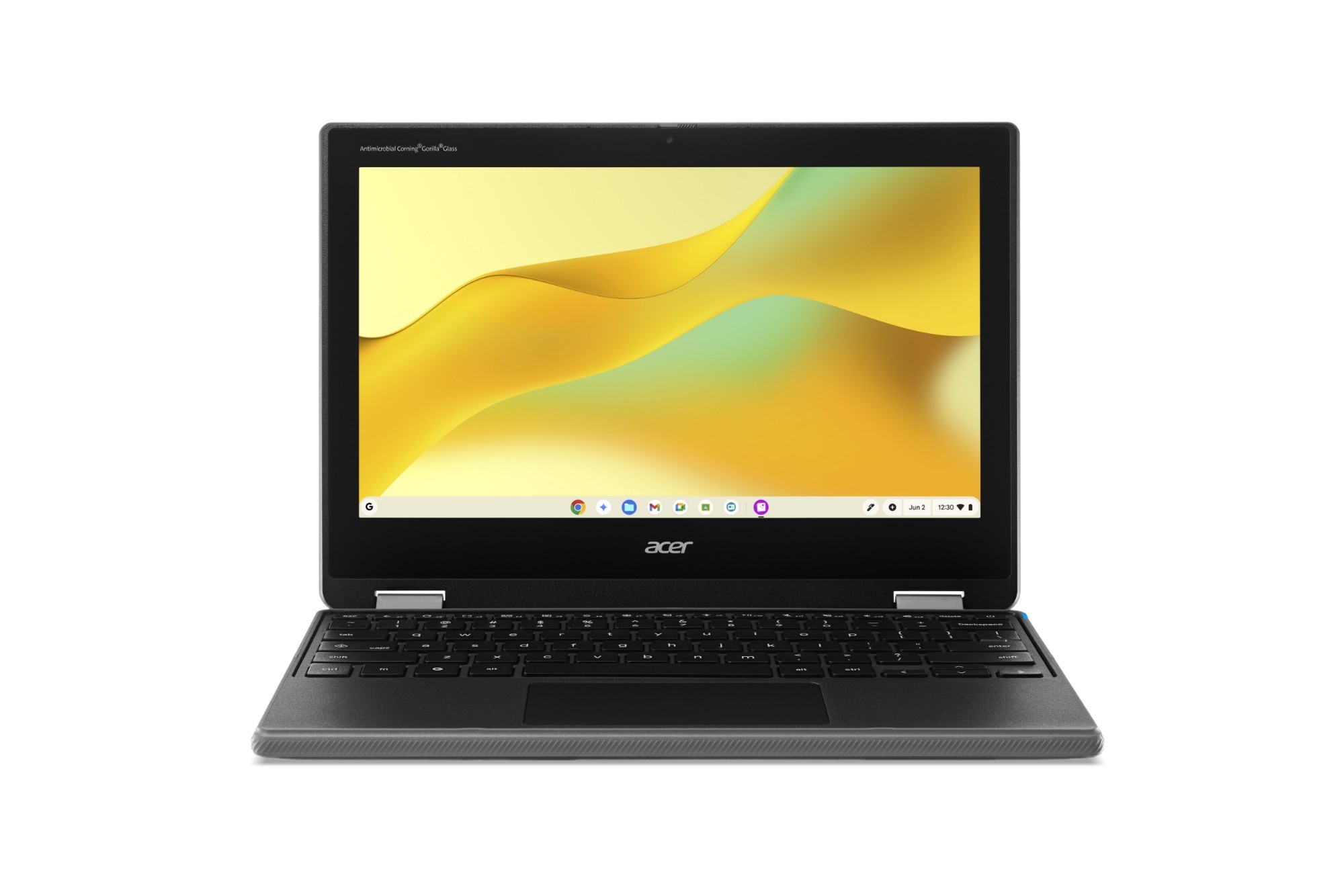 Acer Chromebook Spin 311 features a sleek black design, 11.6-inch touchscreen display, 8GB RAM, 128GB storage, and a 360-degree hinge for versatile use.
