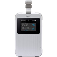 White Acer Connect M6E wireless router with digital display, dual-band capability, and a sleek, compact design.
