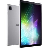 Acer Iconia Tab A11-11, silver tablet with black bezel, 10-inch screen displaying colorful abstract design.