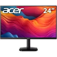 Black Acer KB2 KB242YP0 monitor, 23.8" screen, thin bezel, vibrant display with colorful abstract background.