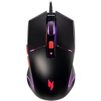 Black Acer NMW100 gaming mouse, ambidextrous design, 7200 DPI, with RGB lighting and red buttons.