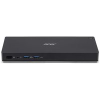 Black Acer laptop dock with multiple ports including USB and HDMI, rectangular and compact design.