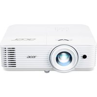 White Acer DLP projector with large lens, vented sides, and logo on top, designed for professional and educational use.