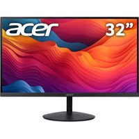 Acer SA322QUE 32" Quad HD Monitor with slim black bezel, vibrant display, and round stand.