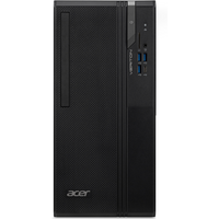 Black Acer Veriton 2000 mid tower desktop with vertical stripe design, front USB ports, and power button.