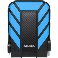 Blue and black ADATA HD710 Pro external hard drive with rugged design and carbon fiber texture.