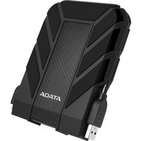 Black ADATA HD710 Pro external hard drive with rugged design, 5 TB capacity, USB 3.2 Gen 1 cable attached.