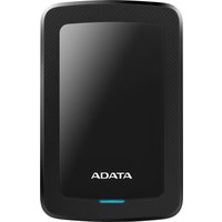 Black ADATA HV300 4TB external hard drive with sleek design and glossy front panel.
