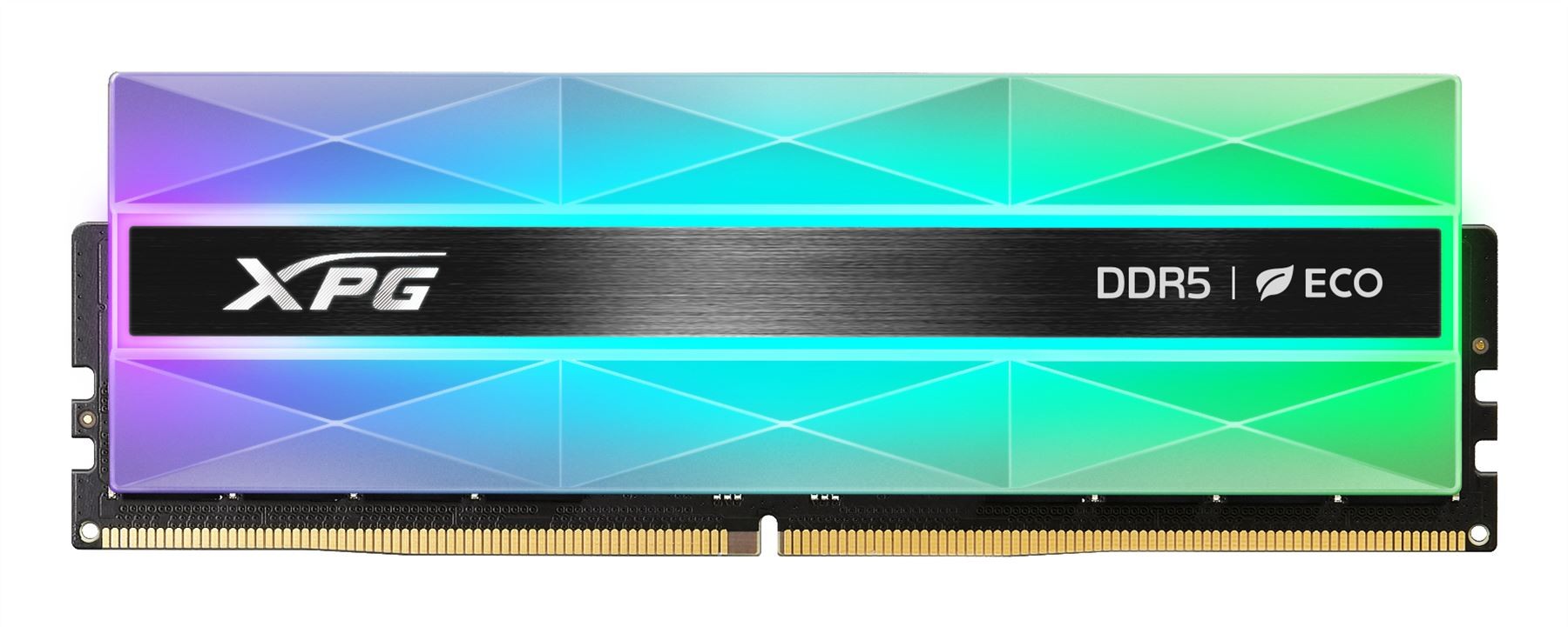 ADATA Lancer Neon DDR5 RAM module featuring a sleek design with a black and silver heat spreader, vibrant RGB lighting, and a capacity of 32GB (2 x 16GB) at 8000MHz.