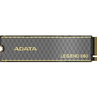 ADATA LEGEND 860 SSD, 1TB, M.2 PCIe 4.0, black with gold accents, checkered pattern, compact design.