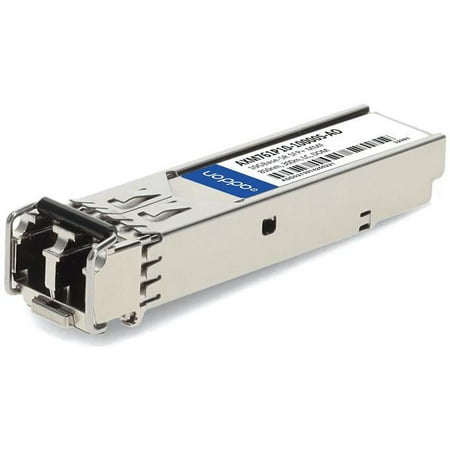 10-pack of Netgear AXM761 compatible SFP+ transceivers, featuring a sleek silver metal casing, LC connector, and labeled with product details on a blue and white sticker.