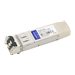 Addon Cisco SFP-10G-SR compatible module in silver and black, featuring a compact design with a label indicating TAA compliance and 10GBASE-SR specifications.