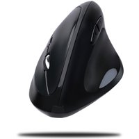 Black Adesso iMouse E30 wireless vertical mouse with ergonomic design and programmable buttons.