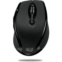Black Adesso iMouse M20B wireless ergonomic optical mouse with side buttons and scroll wheel.