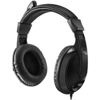 Black Adesso Xtream H5 headset with cushioned ear pads, adjustable headband, and attached microphone.