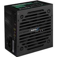 Black AeroCool VX PLUS 600W power supply unit with 20+4 pin ATX connector and vented grille design.