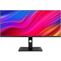 Black AG Neovo DW3401 34" UltraWide Quad HD LED display with vibrant screen and sleek rectangular stand.