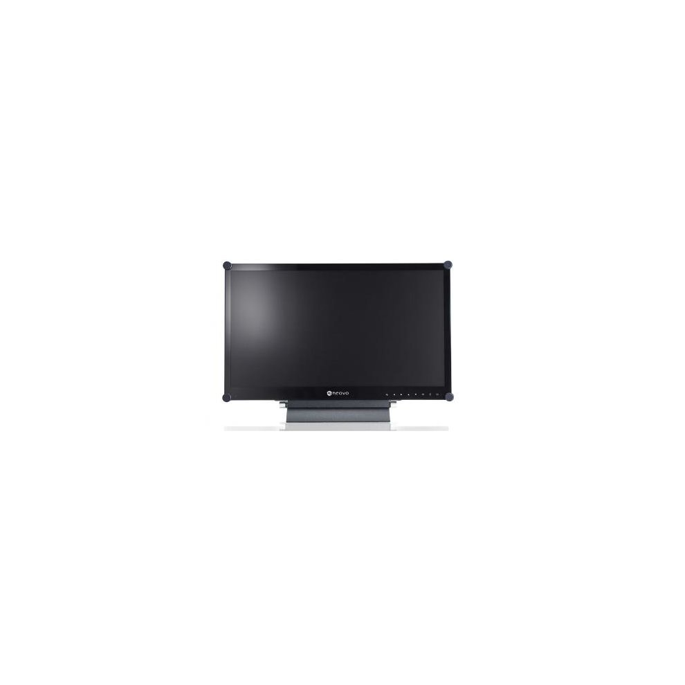 AG Neovo X-22E monitor features a sleek black design, 21.5-inch screen, 1920 x 1080 resolution, and a sturdy base with touch-sensitive controls along the bottom edge.